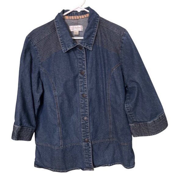 Christopher & Banks Jackets & Blazers - Womens Denim Jacket 1X Button-FrontCJ Banks Cotton 3/4 Sleeves Lightw